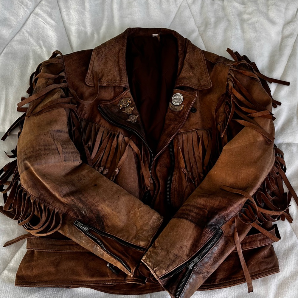 Fringe leather jacket